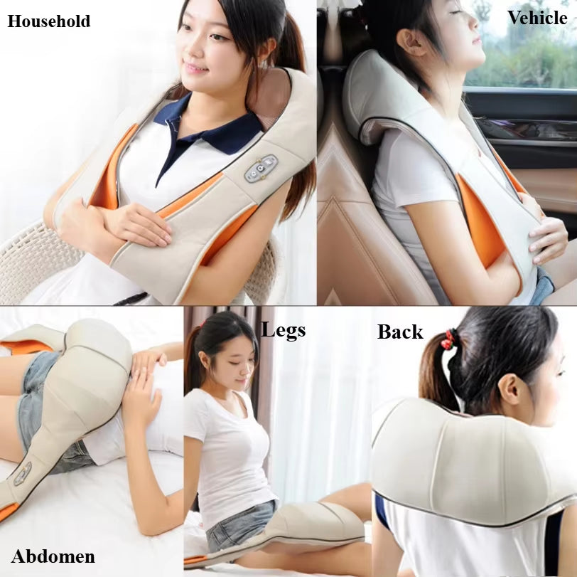 Shiatsu Neck Shoulder Massager Hot Compress Cervical Massagers Cars Home Kneading Massaging Shawl Electric Necks Waist Shawls
