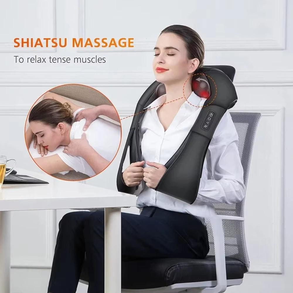 Shiatsu Neck Shoulder Massager Hot Compress Cervical Massagers Cars Home Kneading Massaging Shawl Electric Necks Waist Shawls